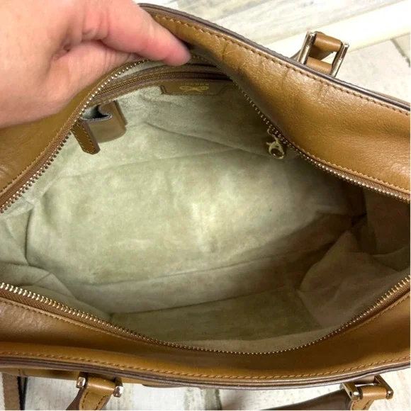 Anya Hindmarch Tan Gold Leather Suede Shoulder Crossbody Designer Bag Purse